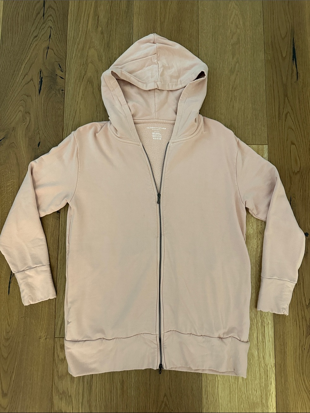 Blush Majestic Filatures Luxury Zip Hoodie Jacket in French Terry